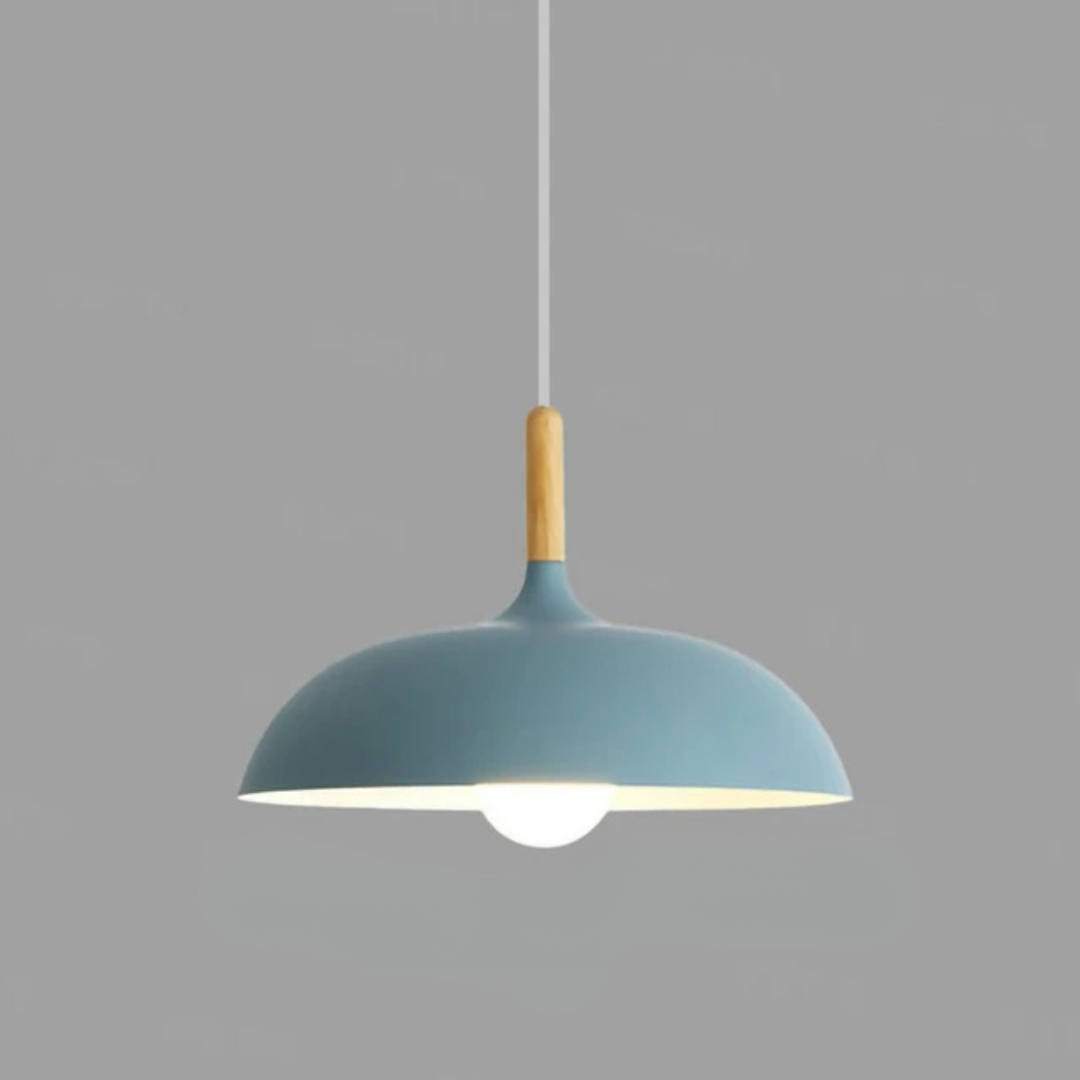 Modern Wood-Neck Pendant Light - Oak & Iron Nordic Ceiling Lamp, E27