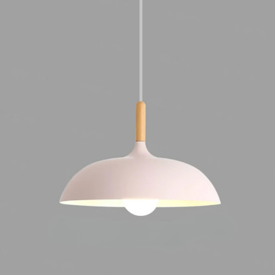 Modern Wood-Neck Pendant Light - Oak & Iron Nordic Ceiling Lamp, E27