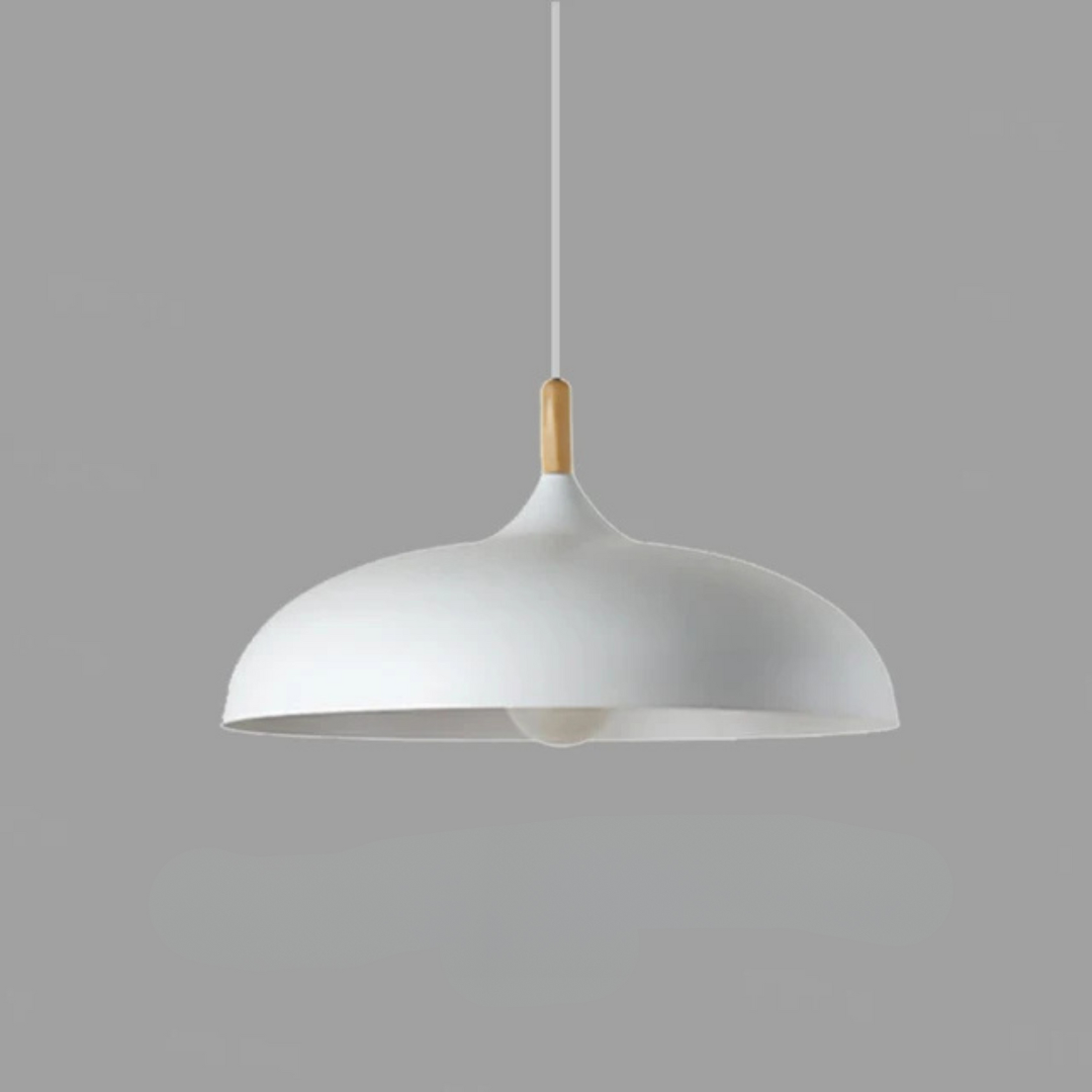 Modern Wood-Neck Pendant Light - Oak & Iron Nordic Ceiling Lamp, E27