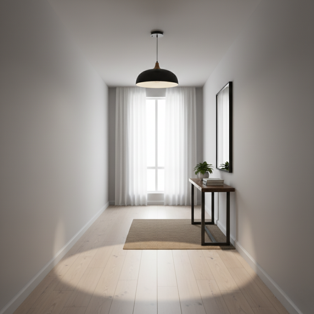 Modern Wood-Neck Pendant Light - Oak & Iron Nordic Ceiling Lamp, E27