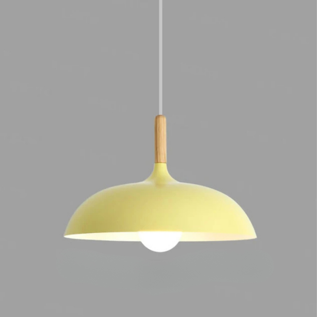 Modern Wood-Neck Pendant Light - Oak & Iron Nordic Ceiling Lamp, E27