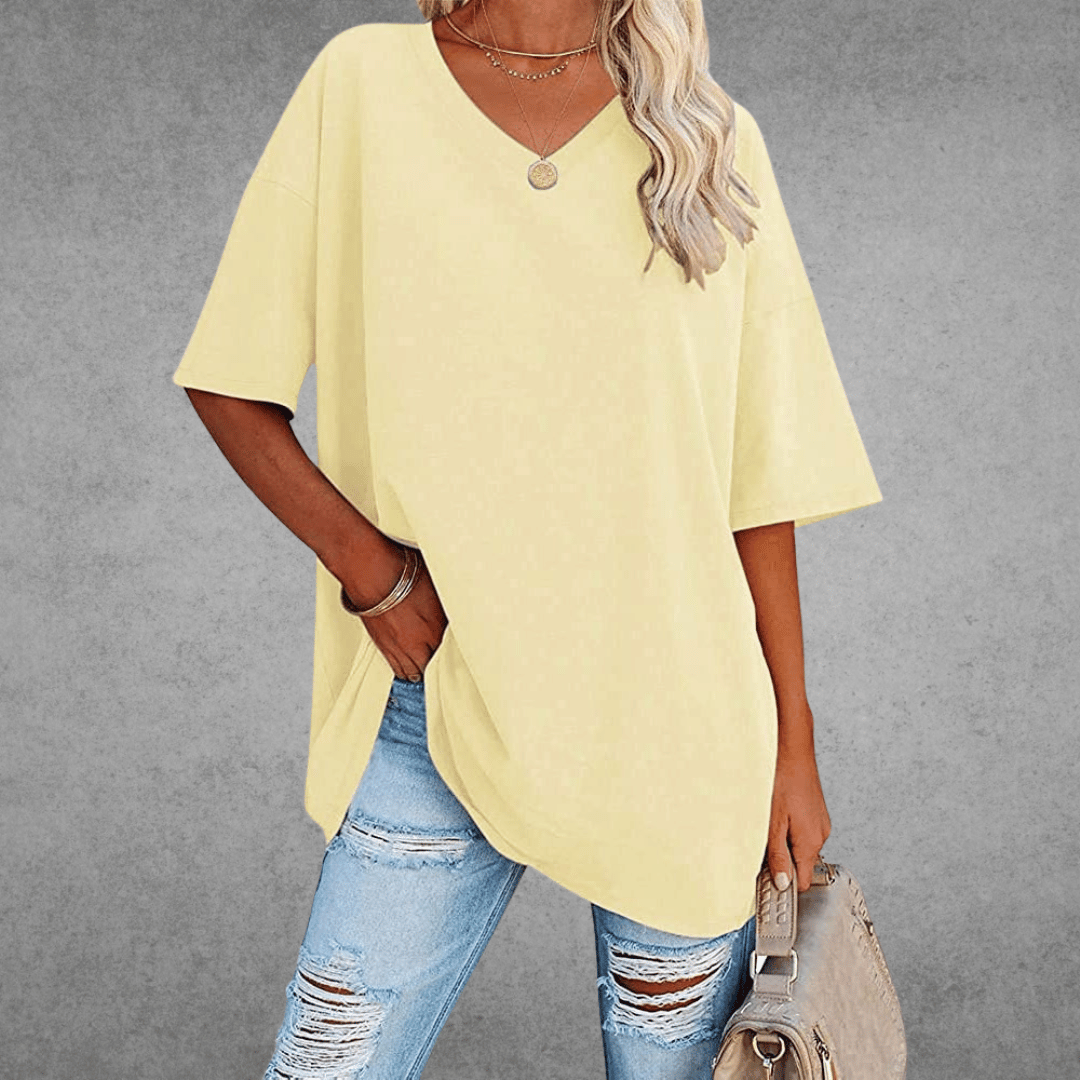 Nina Women's Oversized V-Neck Shirt | Soft Cotton Blend, Relaxed Fit 11