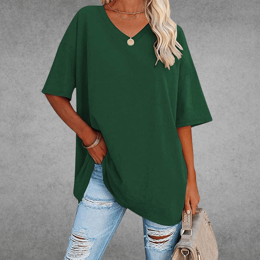 Nina Women's Oversized V-Neck Shirt | Soft Cotton Blend, Relaxed Fit 13