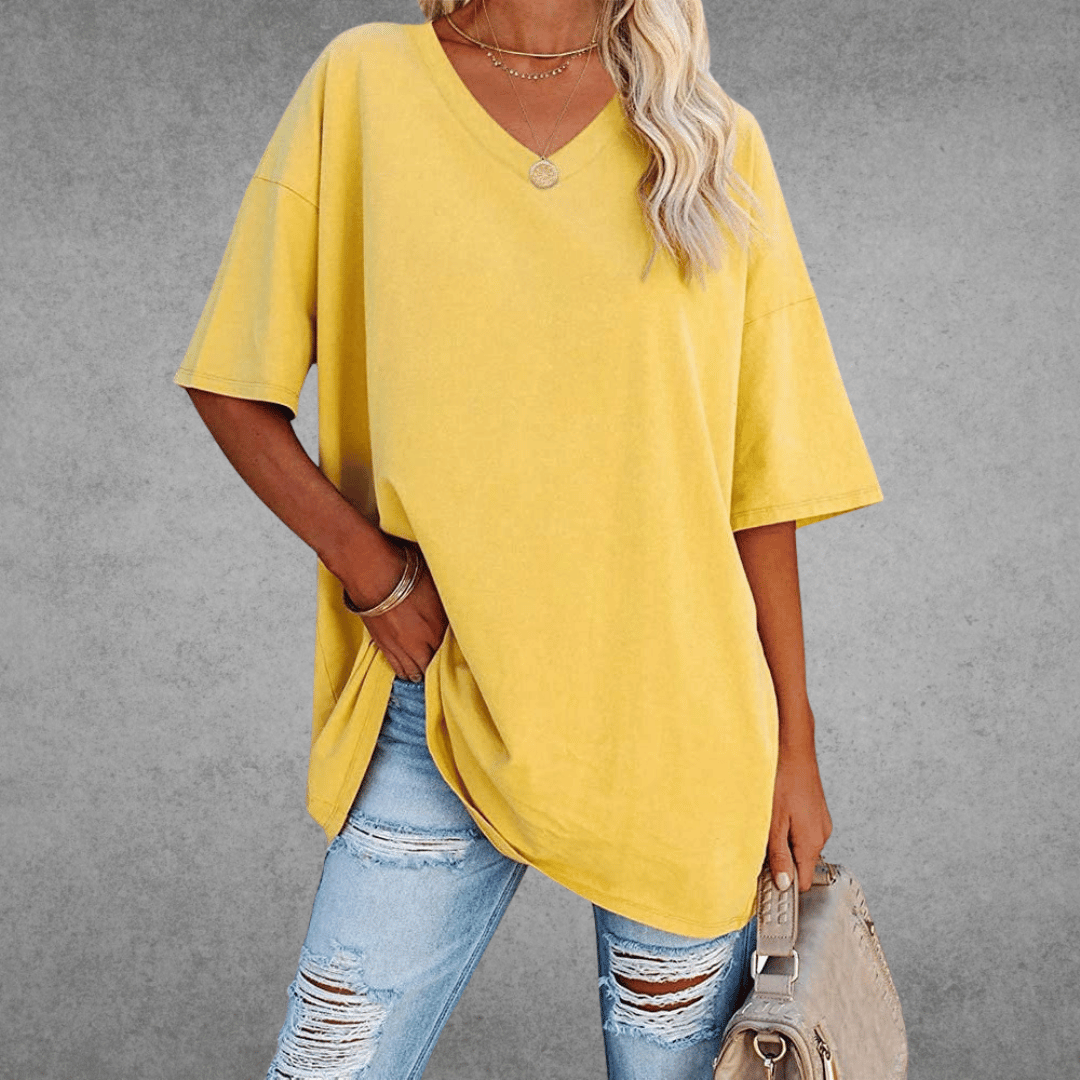 Nina Women's Oversized V-Neck Shirt | Soft Cotton Blend, Relaxed Fit 14