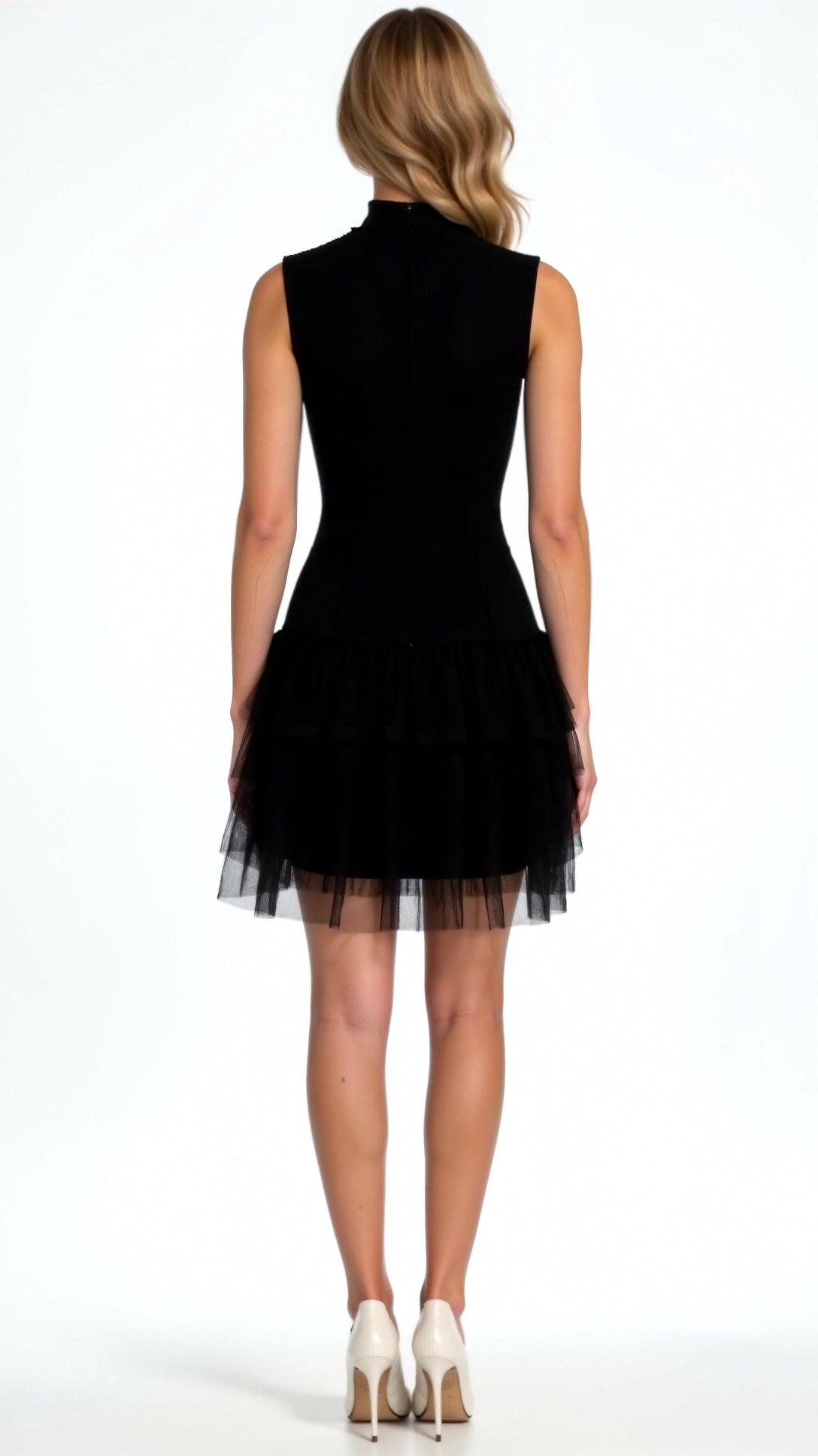 Nina Women's White Mini Dress | Ethereal Tulle, Elegant Summer Cocktail Design 1