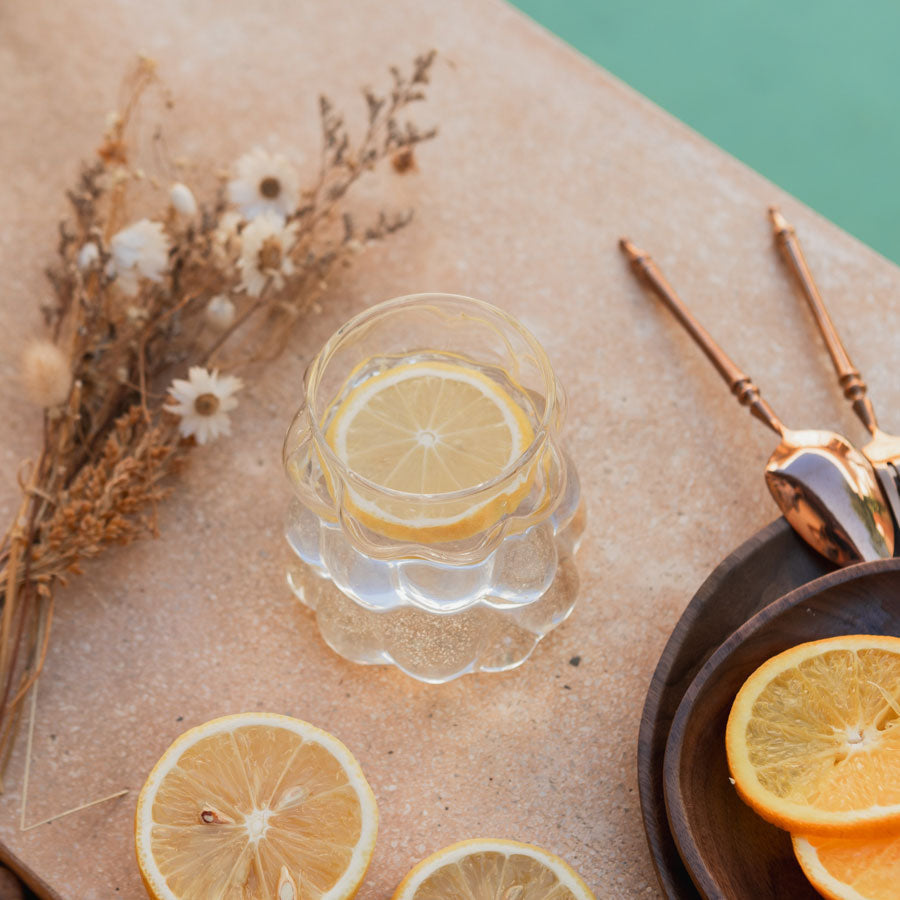 Niu Blau Drinking Glass – Modern Mediterranean Glassware for Coffee, Tea, Juice, and Cocktails – Handle Options Available 3