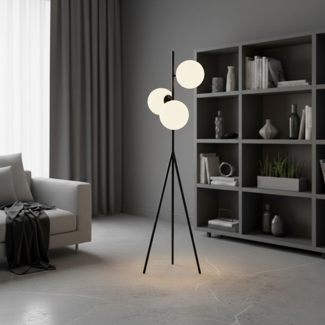 OrbisLuna Moon Orb Floor Lamp - 3-Stage Dimmable Rechargeable LED Standing Light