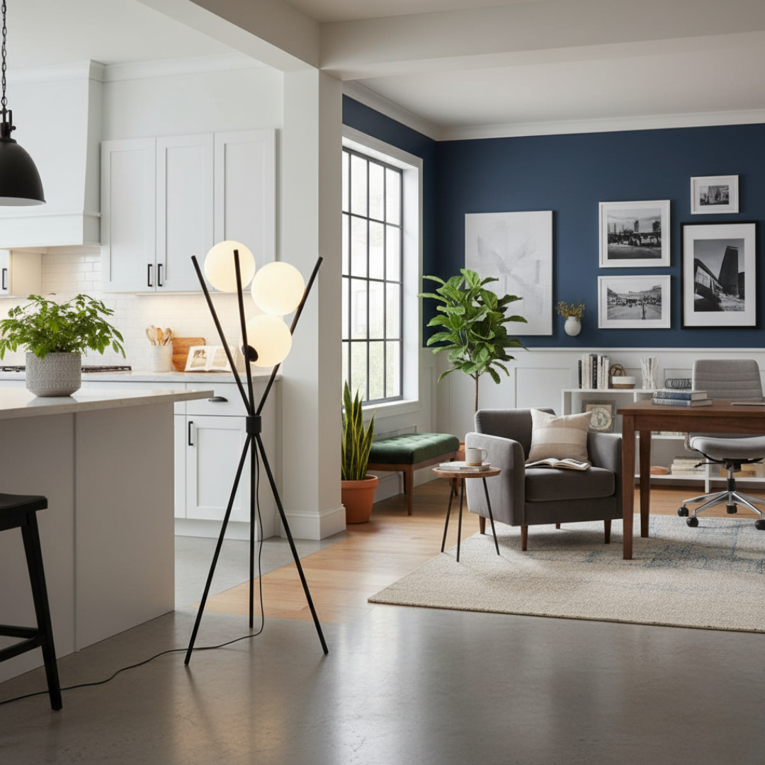 OrbisLuna Moon Orb Floor Lamp - 3-Stage Dimmable Rechargeable LED Standing Light