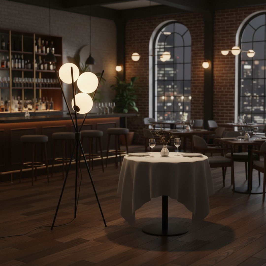 OrbisLuna Moon Orb Floor Lamp - 3-Stage Dimmable Rechargeable LED Standing Light