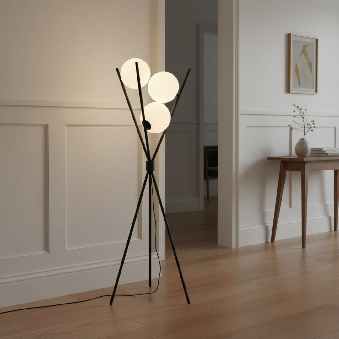 OrbisLuna Moon Orb Floor Lamp - 3-Stage Dimmable Rechargeable LED Standing Light