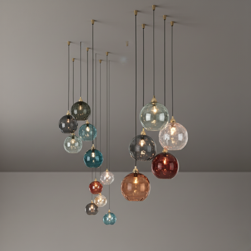 OrbisVitrum Clear Glass Globe Pendant Light - Modern E27 Ceiling Lamp