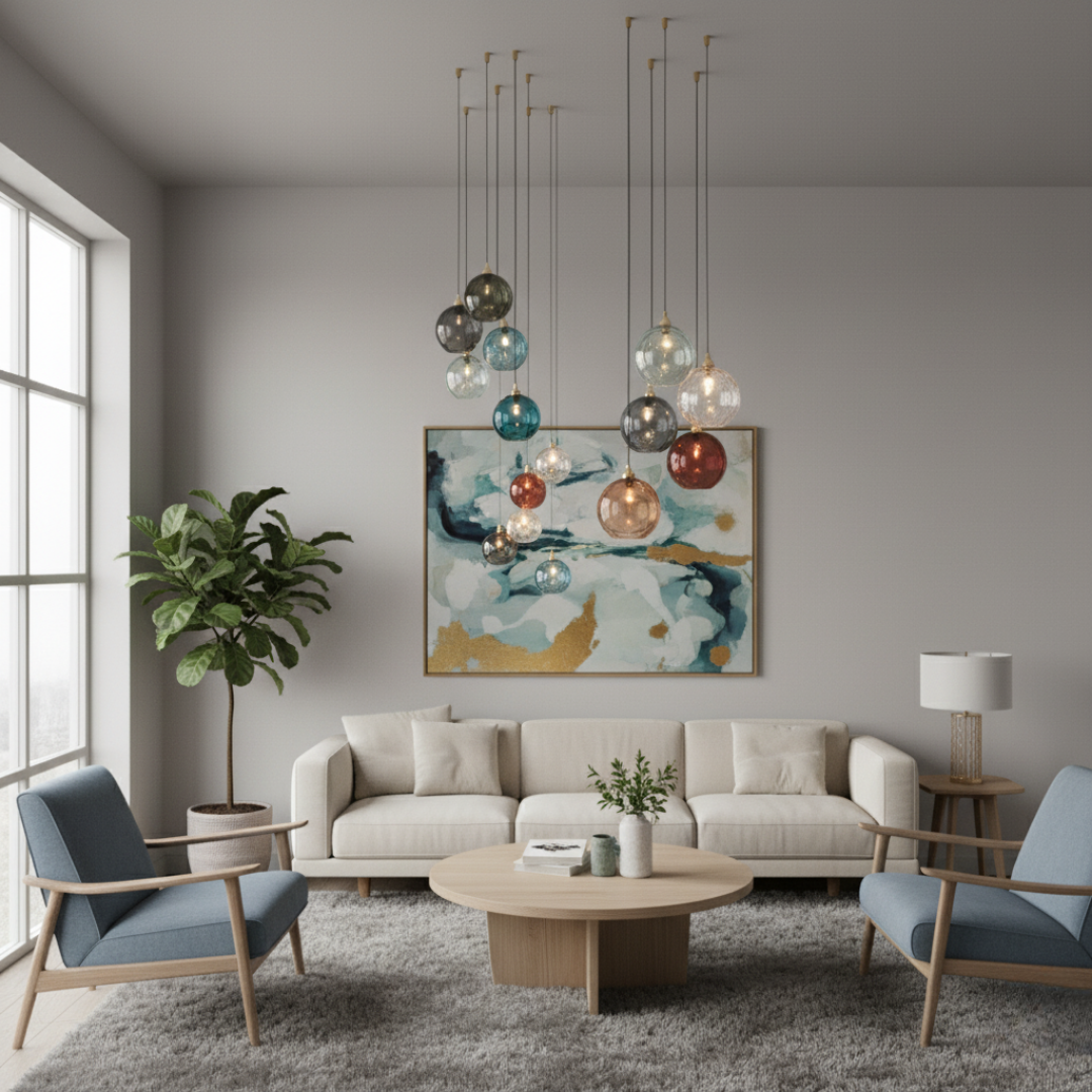 OrbisVitrum Clear Glass Globe Pendant Light - Modern E27 Ceiling Lamp