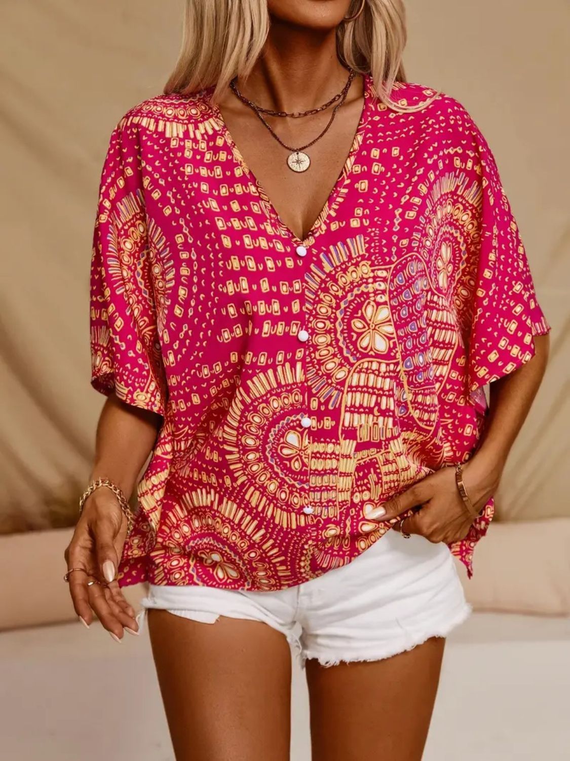 Pine Women's V-Neck Top | Lightweight Polyester, Classic Style 4