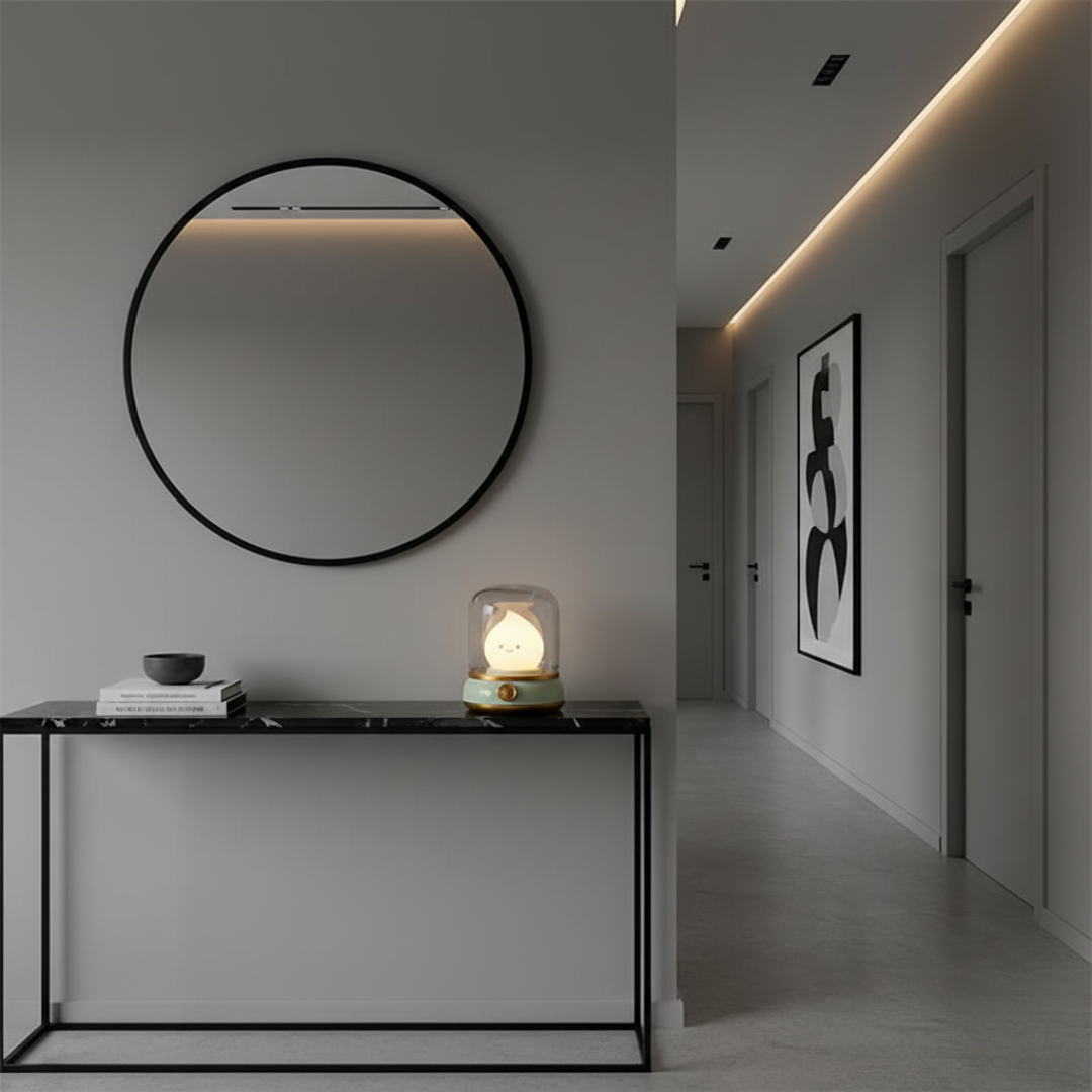 Portable Vintage Lantern LED Night Light - USB-C Rechargeable Bedside Lamp, Green/Yellow