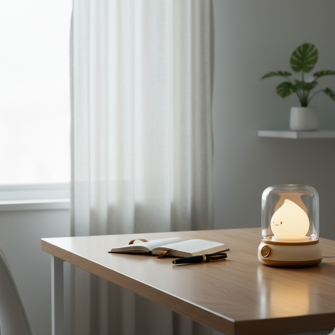 Portable Vintage Lantern LED Night Light - USB-C Rechargeable Bedside Lamp, Green/Yellow