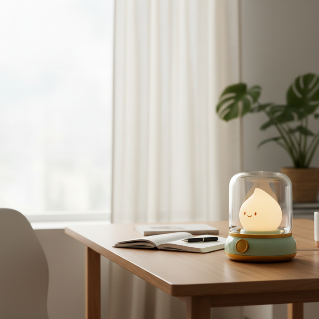 Portable Vintage Lantern LED Night Light - USB-C Rechargeable Bedside Lamp, Green/Yellow