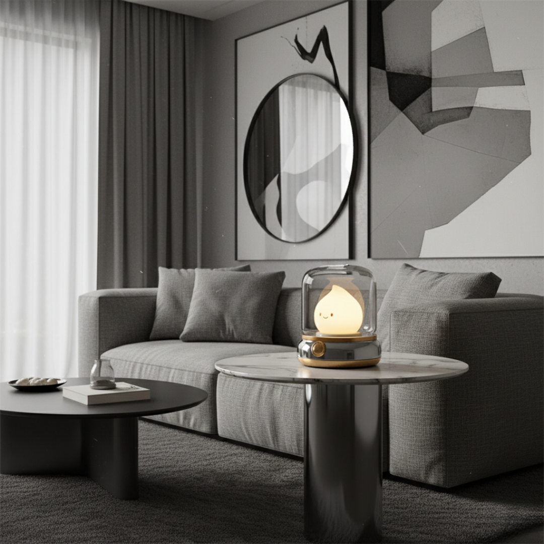 Portable Vintage Lantern LED Night Light - USB-C Rechargeable Bedside Lamp, Green/Yellow