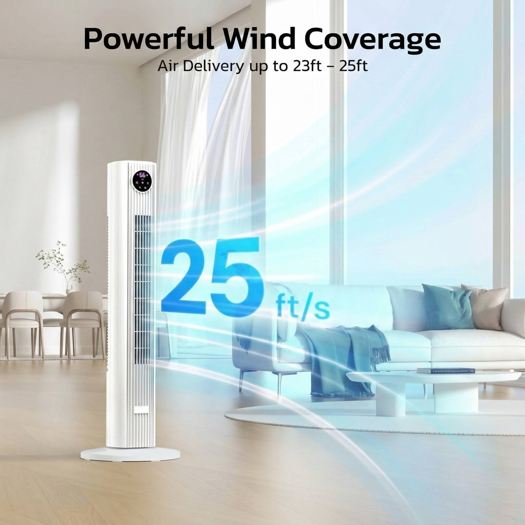Portable Air Conditioner Tower with Remote Control and 90-Degree Oscillation for Bedroom 1
