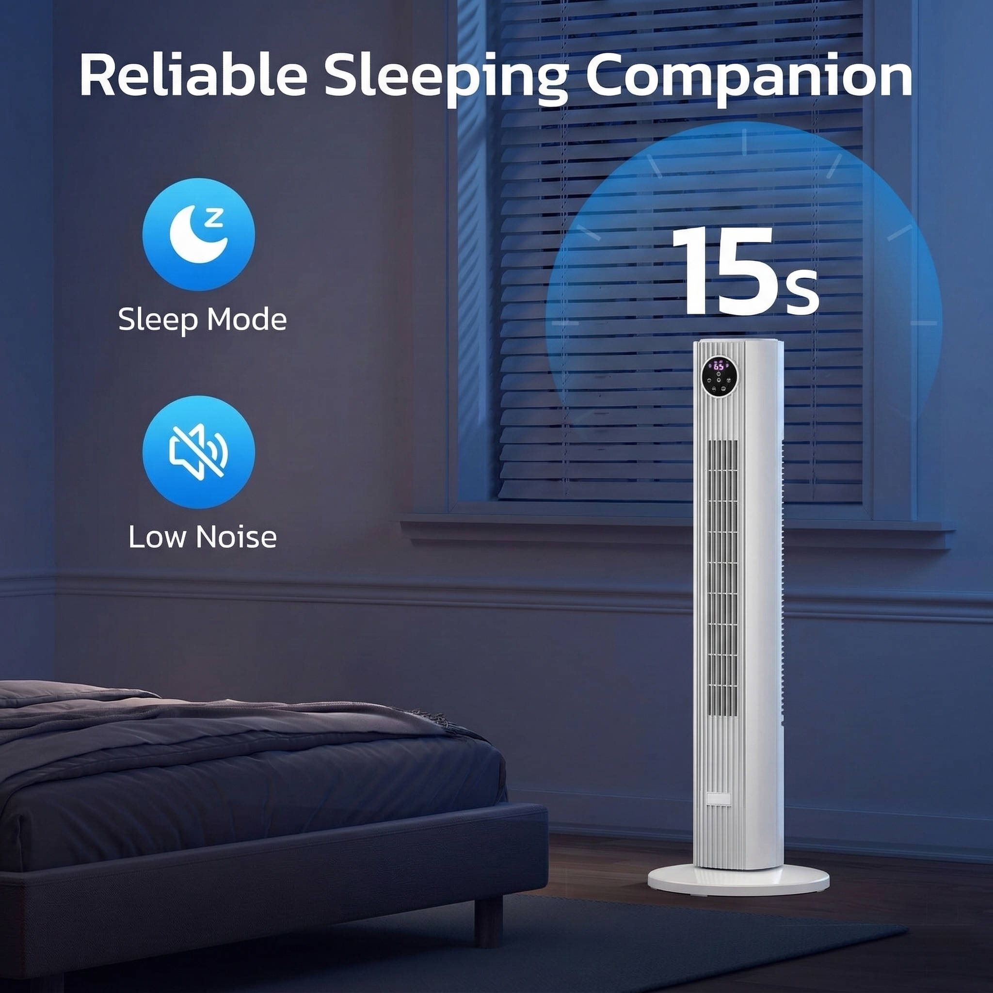 Portable Air Conditioner Tower with Remote Control and 90-Degree Oscillation for Bedroom 2