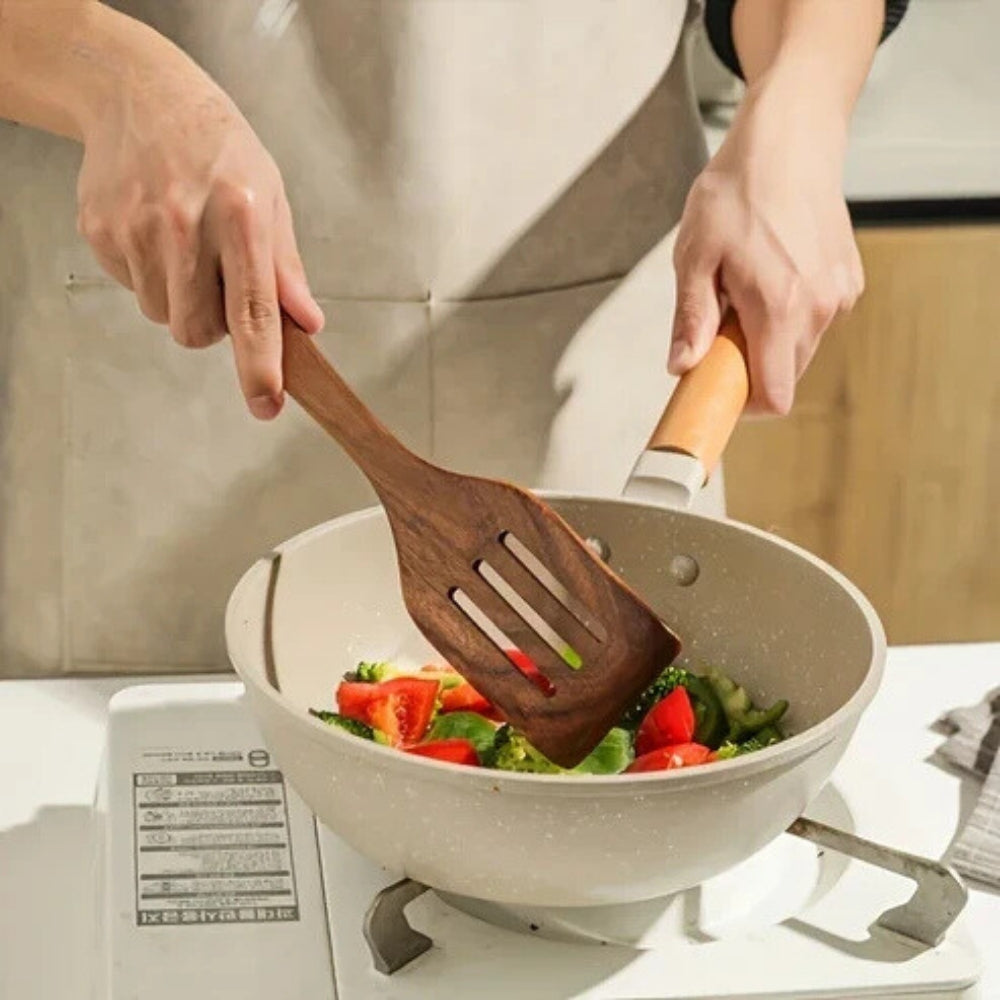 Premium Wooden Cooking Utensil Set – 7 Durable Eco-Friendly Kitchen Tools for Stirring, Flipping, and Serving 3