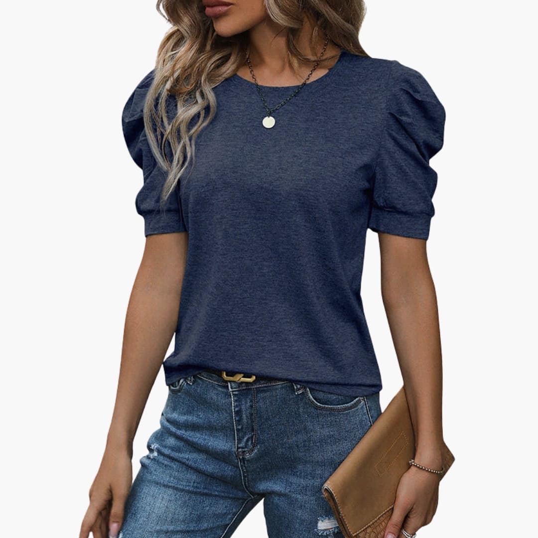 Puff Women’s T-Shirt | Polyester Spandex Blend, Puff Sleeves 1