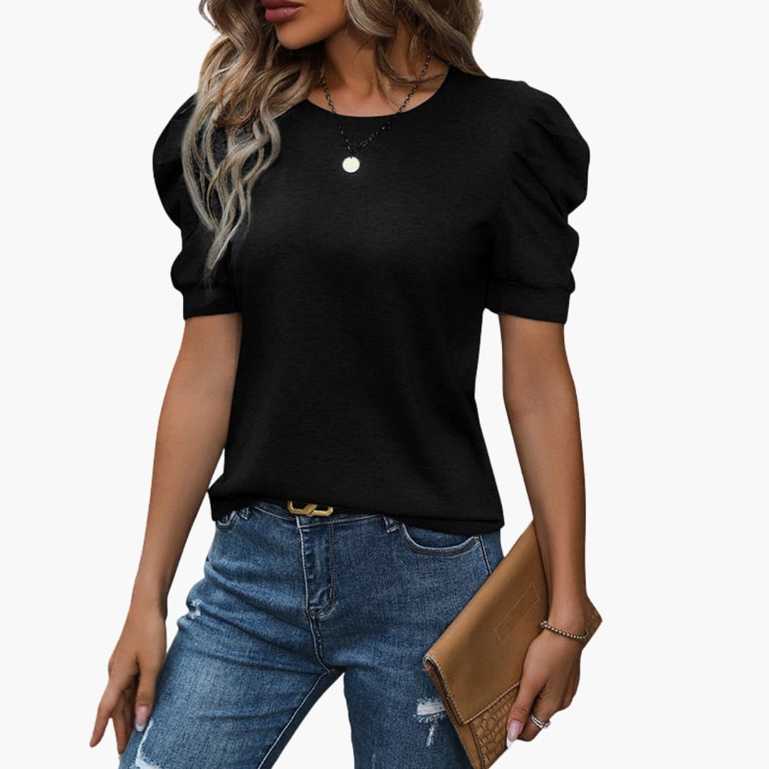 Puff Women’s T-Shirt | Polyester Spandex Blend, Puff Sleeves 2