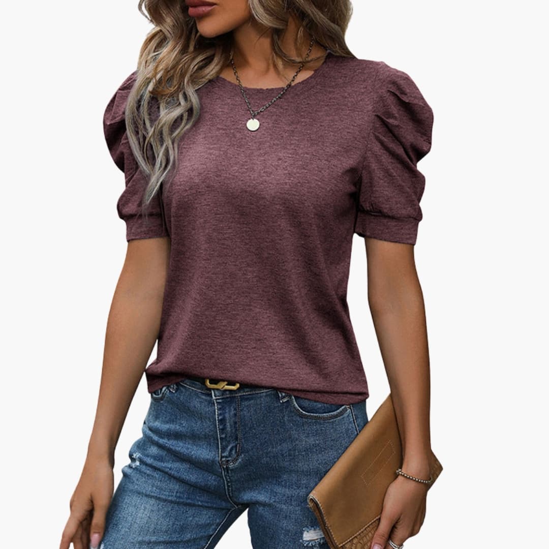 Puff Women’s T-Shirt | Polyester Spandex Blend, Puff Sleeves 3