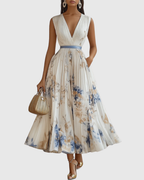 Rosa Women's Maxi Dress | Pleated Floral Design, Elegant Summer Dress 0