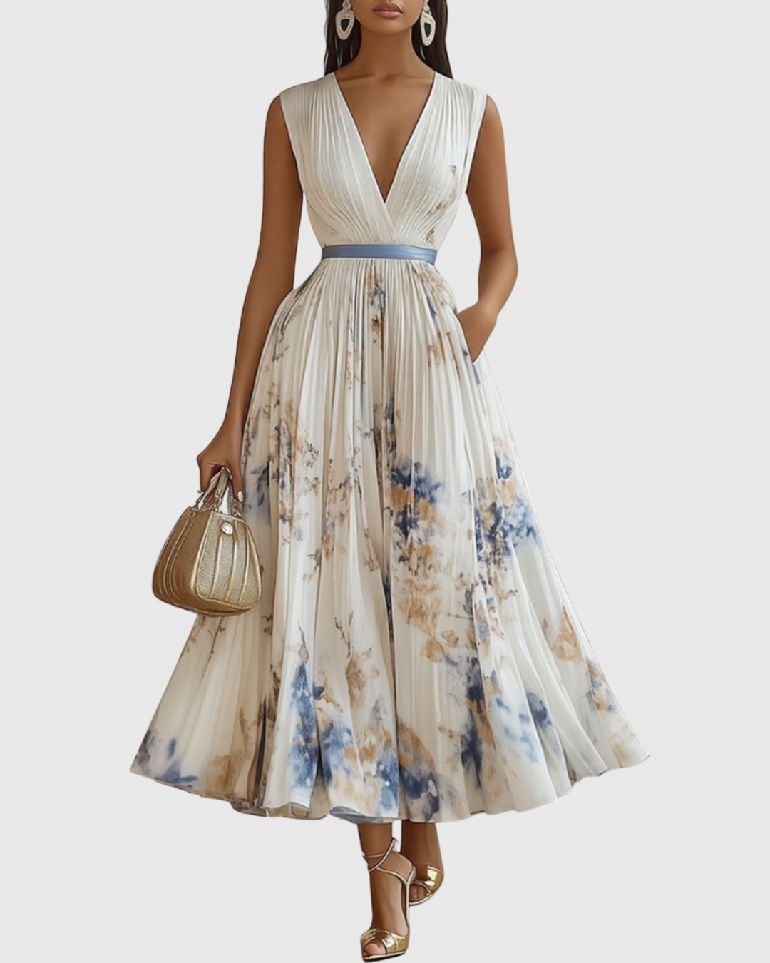 Rosa Women's Maxi Dress | Pleated Floral Design, Elegant Summer Dress 0