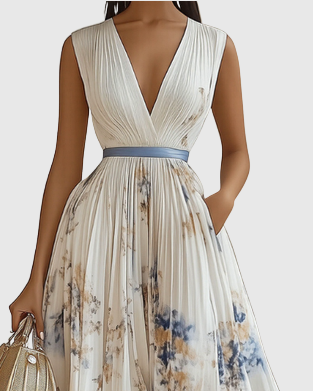 Rosa Women's Maxi Dress | Pleated Floral Design, Elegant Summer Dress 1