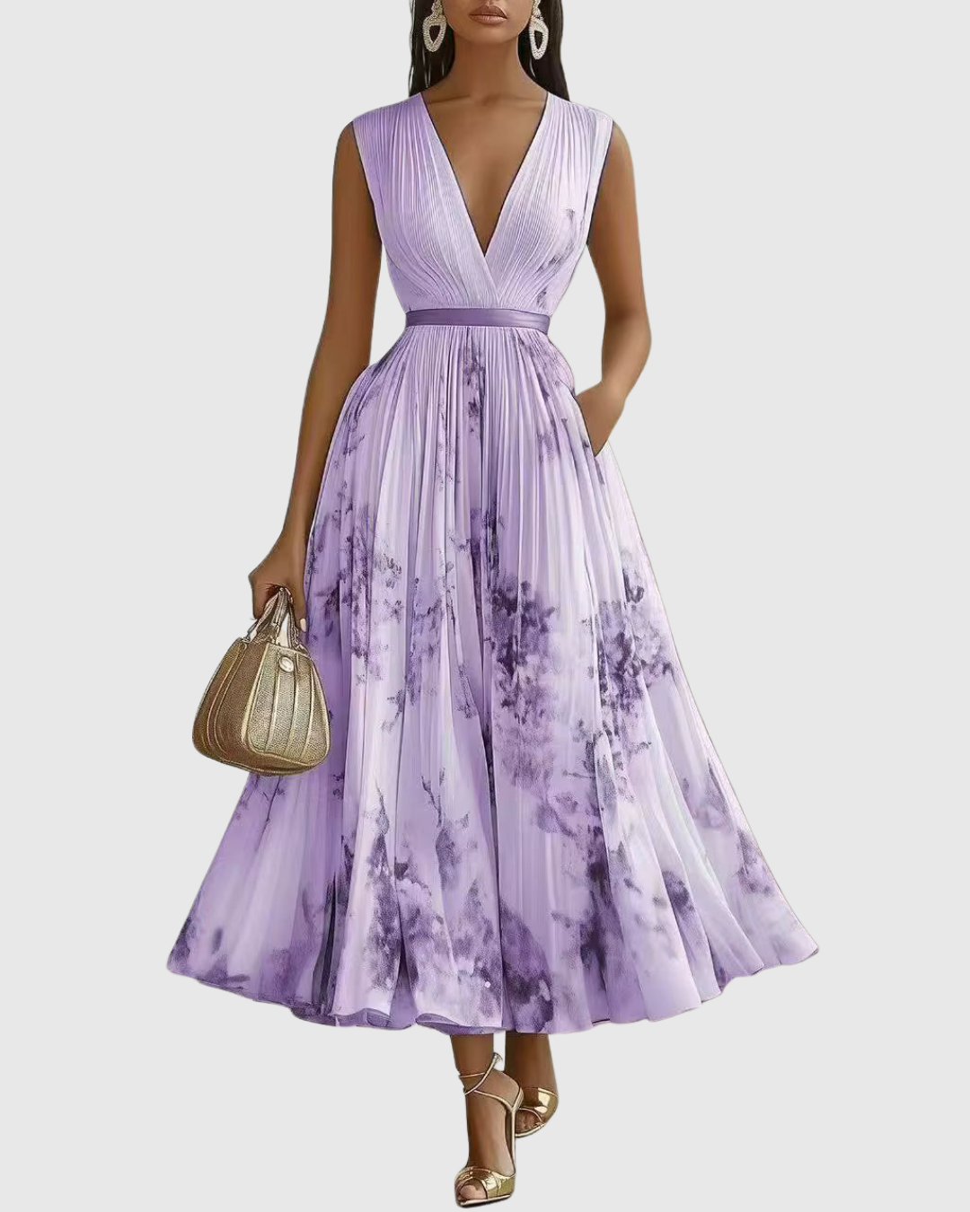 Rosa Women's Maxi Dress | Pleated Floral Design, Elegant Summer Dress 10