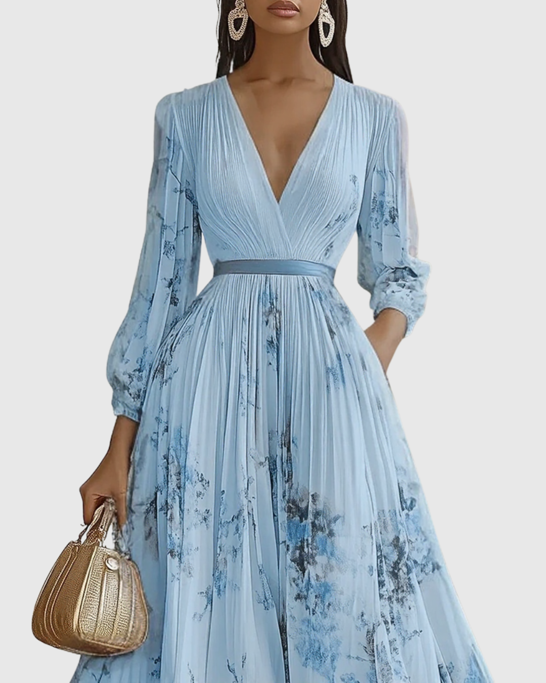 Rosa Women's Maxi Dress | Pleated Floral Design, Elegant Summer Dress 4