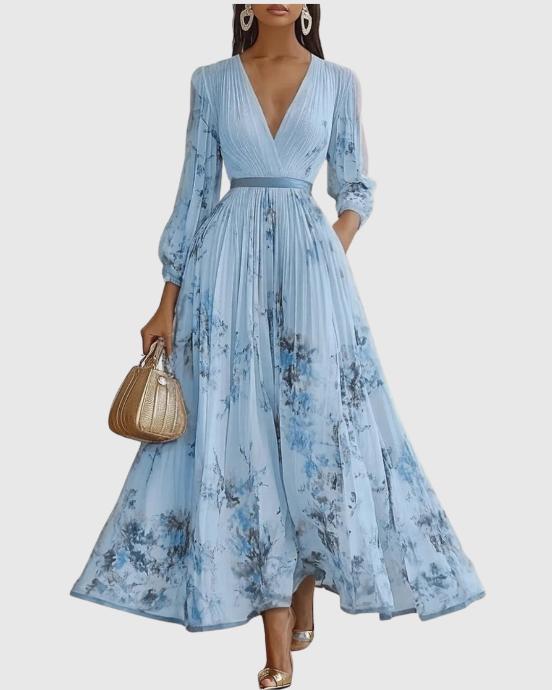 Rosa Women's Maxi Dress | Pleated Floral Design, Elegant Summer Dress 5