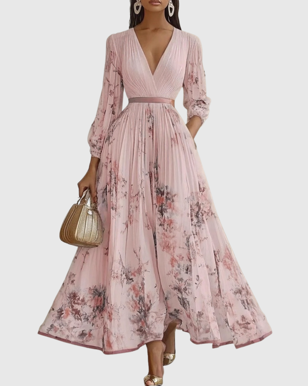 Rosa Women's Maxi Dress | Pleated Floral Design, Elegant Summer Dress 9