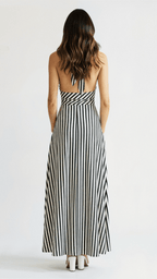 Sandy Women's Maxi Dress | Striped V-Neck, Summer Elegance 1