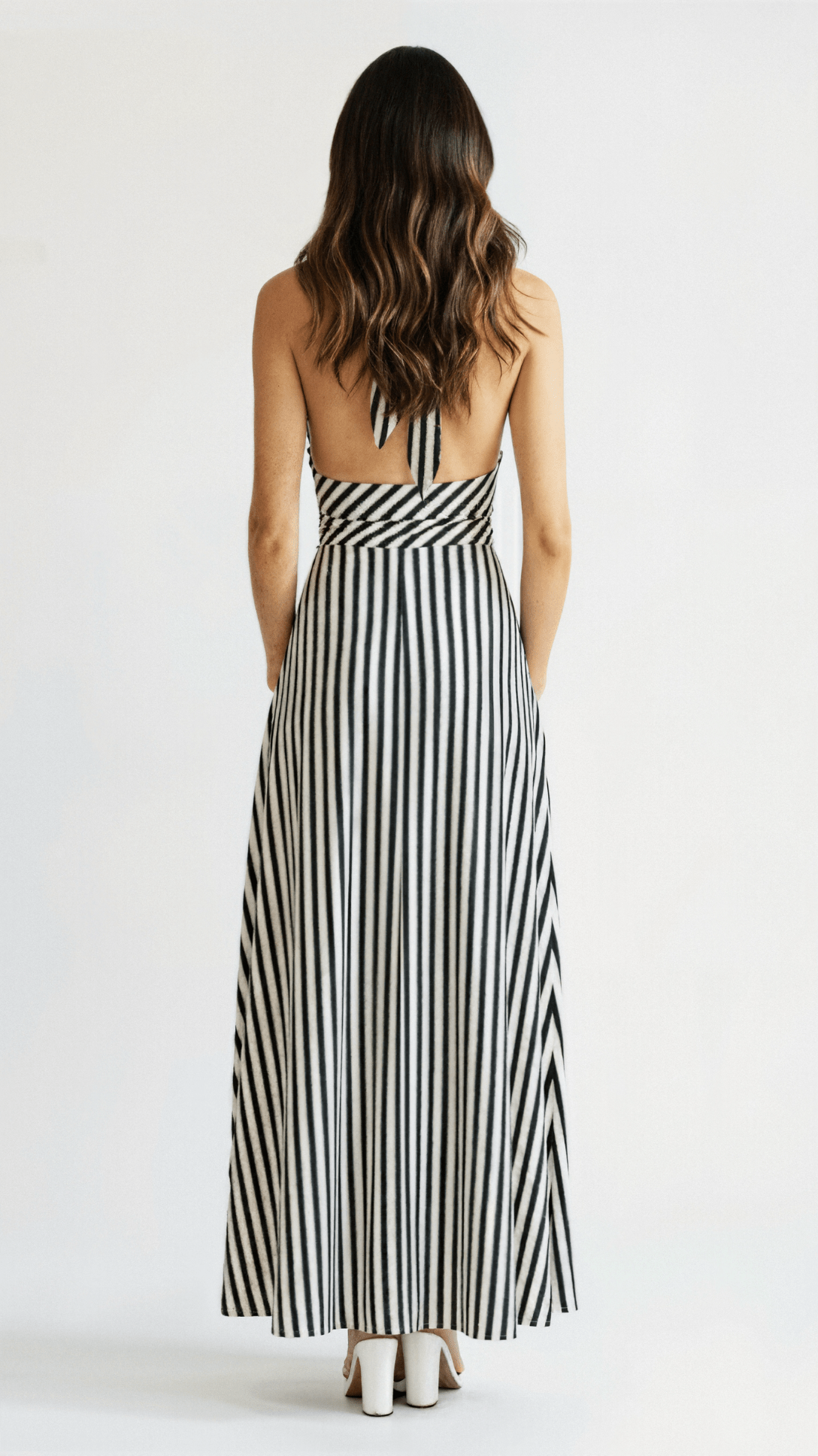 Sandy Women's Maxi Dress | Striped V-Neck, Summer Elegance 1