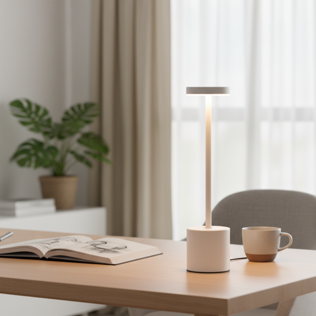 Sculptura Rechargeable LED Table Lamp - Cordless Minimalist Brass Desk Light