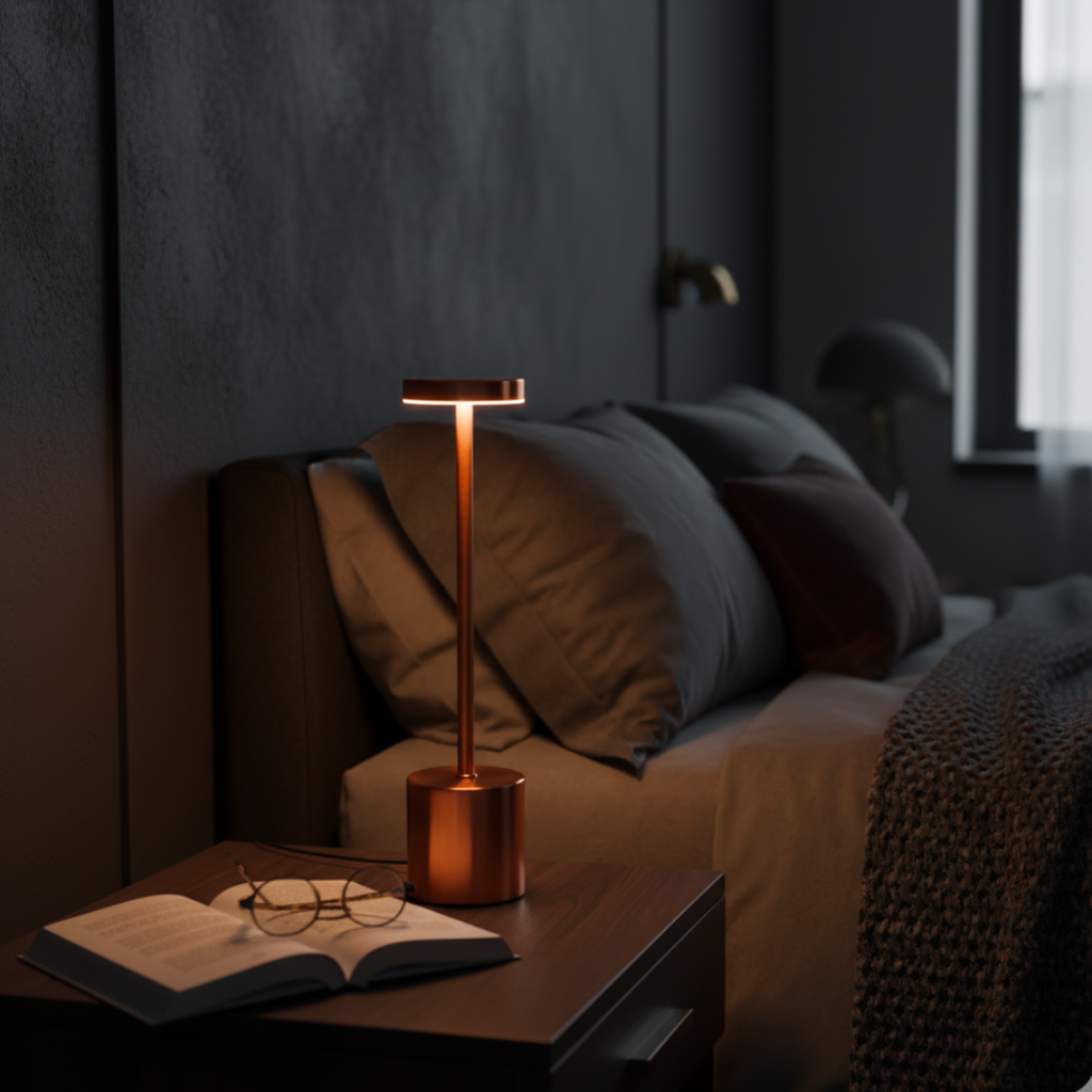 Sculptura Rechargeable LED Table Lamp - Cordless Minimalist Brass Desk Light