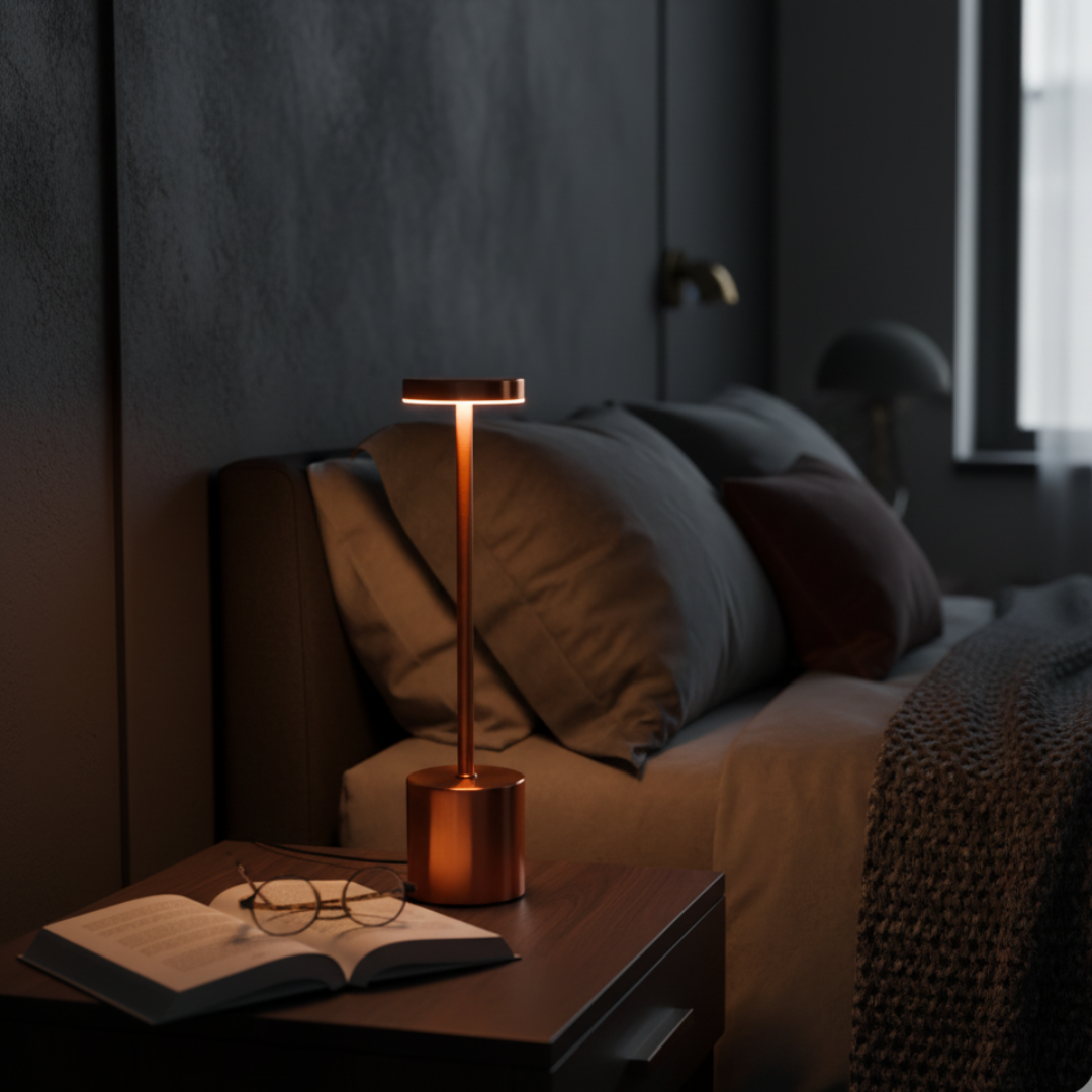 Sculptura Rechargeable LED Table Lamp - Cordless Minimalist Brass Desk Light