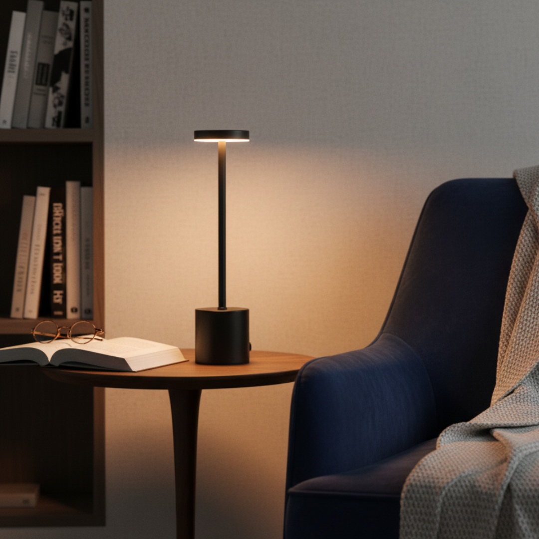 Sculptura Rechargeable LED Table Lamp - Cordless Minimalist Brass Desk Light