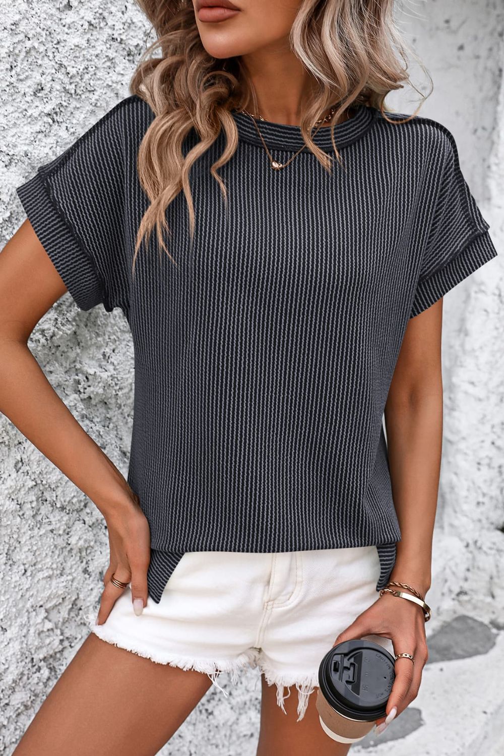 Sierra Women's T-Shirt | Ribbed Stretch Fabric, Versatile Casual Style 0