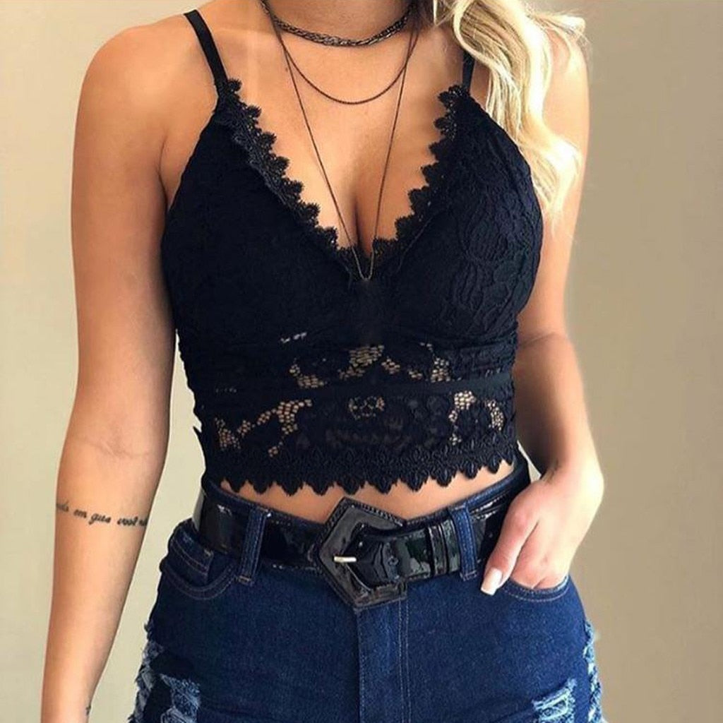 Sierra Women's V-Neck Mesh Crop Top | Adjustable Straps, Elegant Design 0