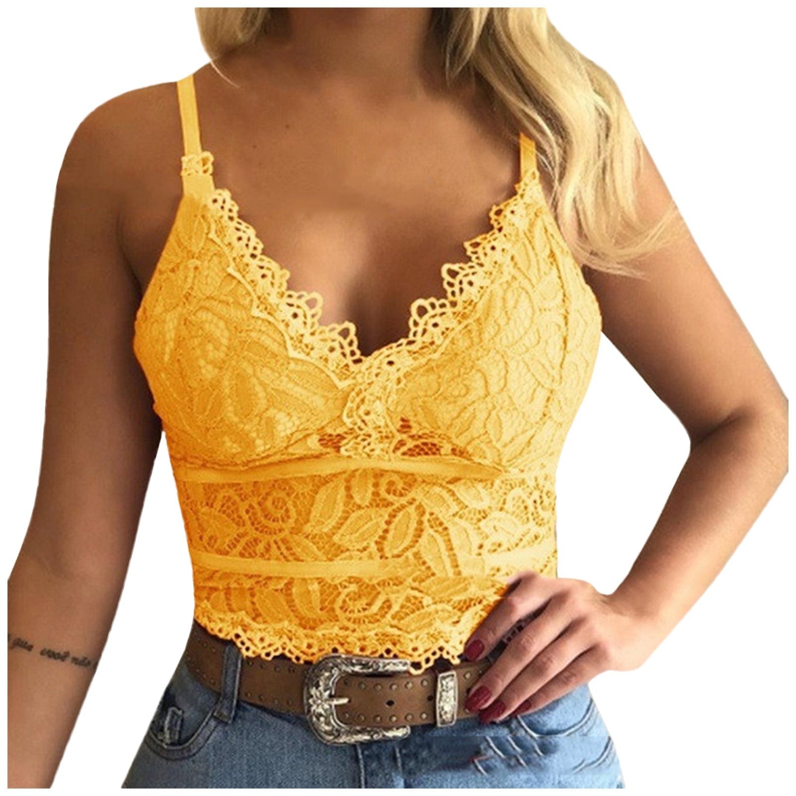 Sierra Women's V-Neck Mesh Crop Top | Adjustable Straps, Elegant Design 11