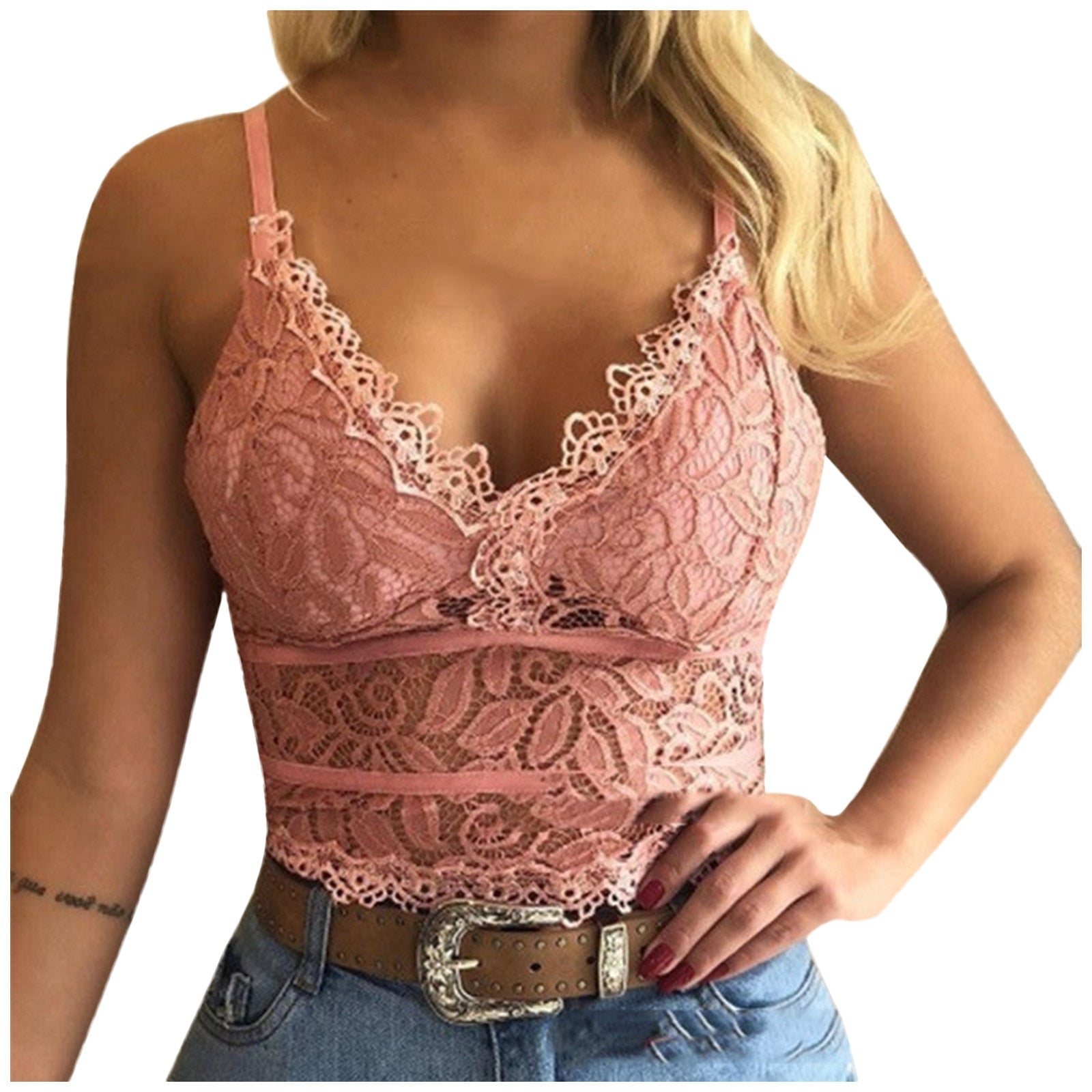 Sierra Women's V-Neck Mesh Crop Top | Adjustable Straps, Elegant Design 3