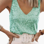 Sleek Women's Sequin Tank Top | Lightweight, Casual Chic 0