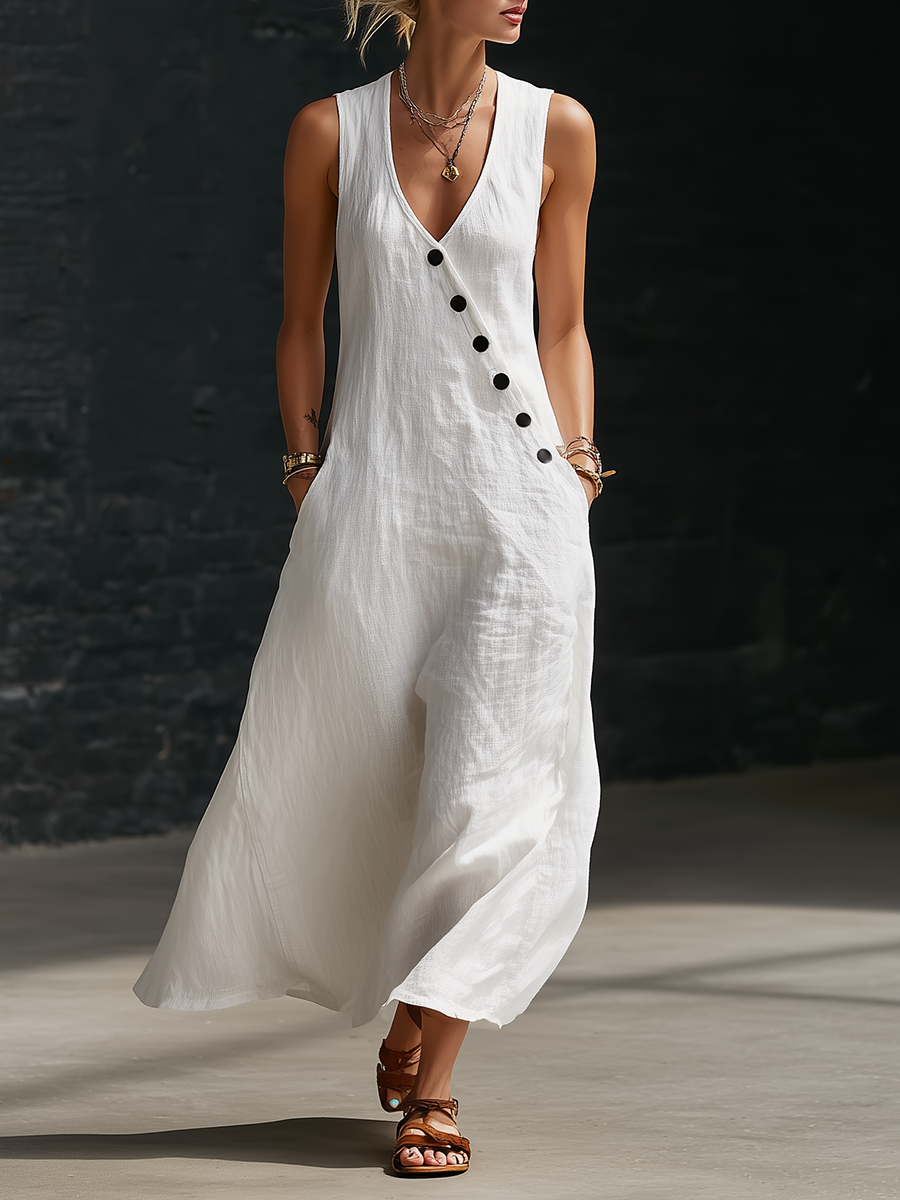 Sophie - White Maxi Dress for Women, Elegant Minimalist Design, Casual Comfort 0
