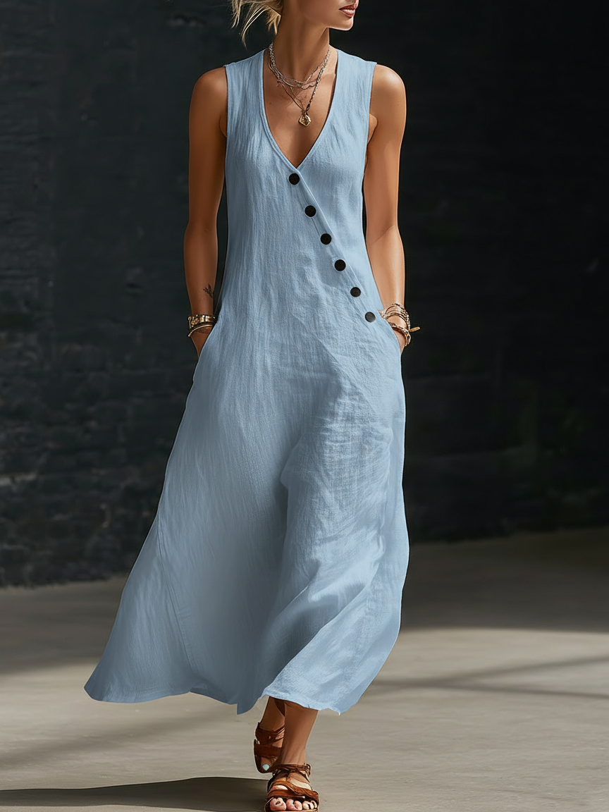 Sophie - White Maxi Dress for Women, Elegant Minimalist Design, Casual Comfort 2