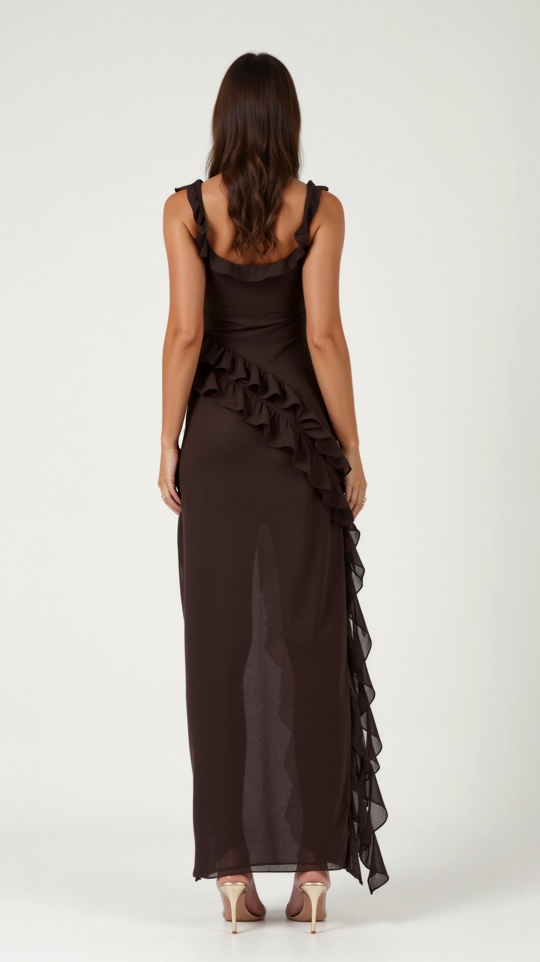 Sophie Women's Maxi Dress | Elegant Ruffles, High Slit 1