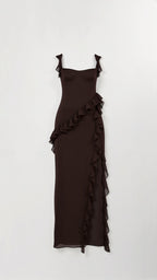 Sophie Women's Maxi Dress | Elegant Ruffles, High Slit 2