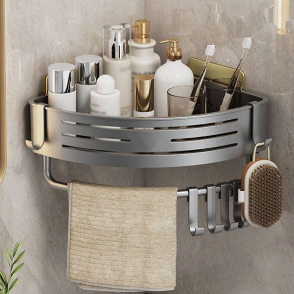 Space-Saving Aluminum Corner Shower Caddy Rack – Rust-Resistant Bathroom Storage Organizer with No Drilling Required 0